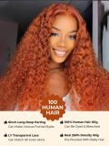 Ginger Orange Deep Wave 13x6 Lace Frontal Wig Parting Max Natural Hairline - Image 8