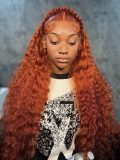 Ginger Orange Deep Wave 13x6 Lace Frontal Wig Parting Max Natural Hairline - Image 15