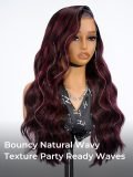Glueless Highlight Wig Red Burgundy Side Part Body Wave 13x6 Lace Frontal Wig Human Hair - Image 2
