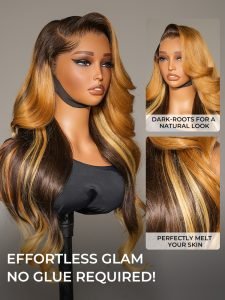 Highlights Body Wave Amber Cocoa Color M Hairline 13x6 Lace Front Wig With Widow's Peak - Image 2