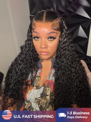 Pre Styled Human Hair Wigs Water Wave 13*4 Lace Ready To Go Wigs