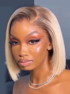 Ready To Wear - Short Ombre Blonde Bob Wigs T4/613 Color Straight Ready Go Lace Wig Without Glue - Image 7