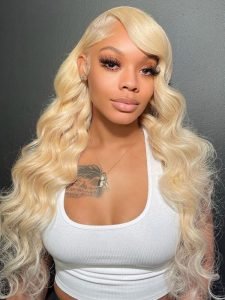 Easy Go Glueless Light Blonde #613 Straight And Body Wave Pre Cut Lace Closure Wigs - Image 2