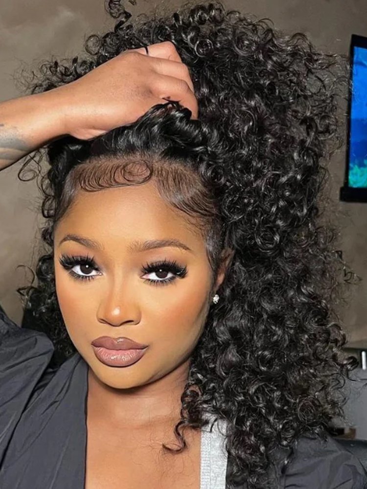 half_wig_human_hair Half Wig with Drawstring Kinky Curly Glueless Human Hair Wigs 250% Density - Image 1