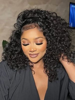 Half Wig with Drawstring Kinky Curly Glueless Human Hair Wigs 250% Density