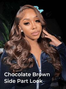 Side Part Loose Body Wave 13x6 HD Lace Frontal Wig Chocolate Brown Human Hair - Image 3