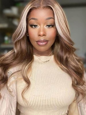 Alipearl Brown With Blonde Highlights Wig #P4/613 Human Hair Lace Wigs