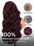 Glueless Highlight Wig Red Burgundy Side Part Body Wave 13x6 Lace Frontal Wig Human Hair - Image 4