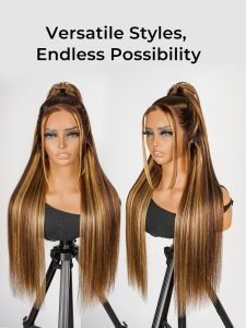 Alipearl Piano Highlight Wigs #4/27 Human Hair Wigs Straight Ombre Lace Front Wigs - Image 3