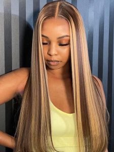 Highlights Piano Color #4/27 Blonde Highlights 5*5 Glueless Ready To Go Wig - Image 3