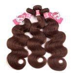 #4 Brown Color Straight and Body Wave Human Hair Weaves 3 Bundles - Image 3