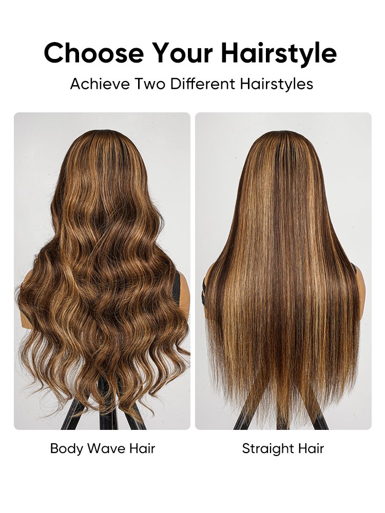 Highlights Piano Color #4/27 Blonde Highlights 5*5 Glueless Ready To Go Wig - Image 6