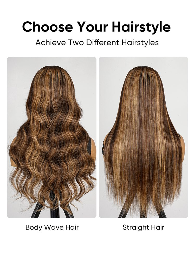 Highlights Piano Color #4/27 Blonde Highlights 5*5 Glueless Ready To Go Wig - Image 6