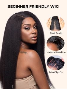 Kinky Straight U Part Wig Brazilian Human Hair Wig Yaki V Part Wigs - Image 3