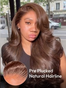 Kash Doll Curls Layered Cut Loose Body Wave 13x4 Lace Frontal Wig Dark Brown - Image 2