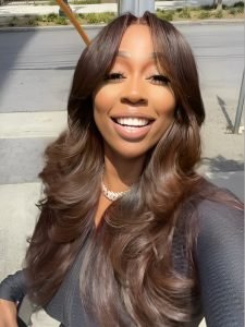 Kash Doll Curls Layered Cut Loose Body Wave 13x4 Lace Frontal Wig Dark Brown - Image 4