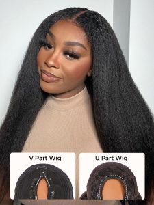 Kinky Straight U Part Wig Brazilian Human Hair Wig Yaki V Part Wigs - Image 2
