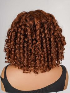 Glueless #35 Ginger Orange Bouncy Curl 13*4 Frontal Wig Short Hair Trends - Image 8