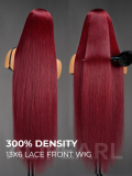 40 Inch Burgundy Straight 13x6 Transparent Lace Front Wigs Human Hair 300% Density - Image 8