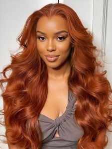 Glueless M Hairline Body Wave 13x6 Lace Front Wig In Copper & Chocolate Brown