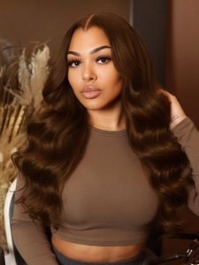 Glueless M Hairline Body Wave 13x6 Lace Front Wig In Copper & Chocolate Brown - Image 6