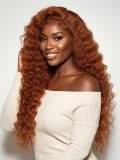 Ginger Orange Deep Wave 13x6 Lace Frontal Wig Parting Max Natural Hairline - Image 2