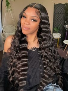 Crimped Hair Wigs Deep Wave 13x4 Invisible Lace Frontal with Pre Plucked Hairline - Image 3