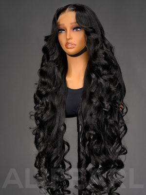 40 Inches Layered Cut Ocean Wave Long 13x6 HD Lace Frontal Wig 300% Density