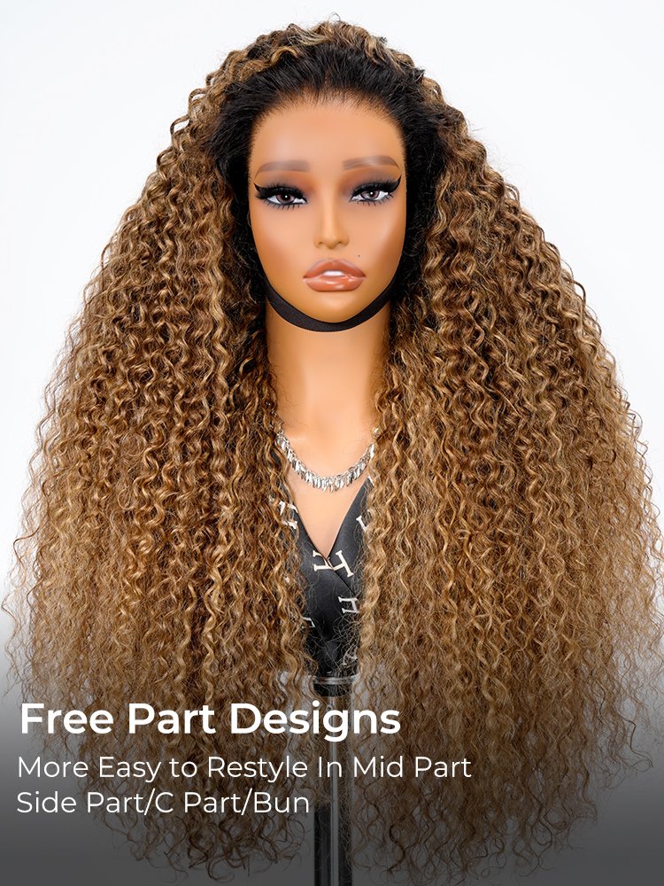 Beyoncu00e9 Inspired Frosted Blonde Highlight Curly Hair Lace Frontal Wig - Image 11