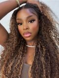 Beyoncu00e9 Inspired Frosted Blonde Highlight Curly Hair Lace Frontal Wig - Image 9