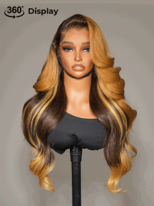 Highlights Body Wave Amber Cocoa Color M Hairline 13x6 Lace Front Wig With Widow's Peak - Image 6