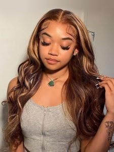 Highlights Piano Color #4/27 Blonde Highlights 5*5 Glueless Ready To Go Wig - Image 4