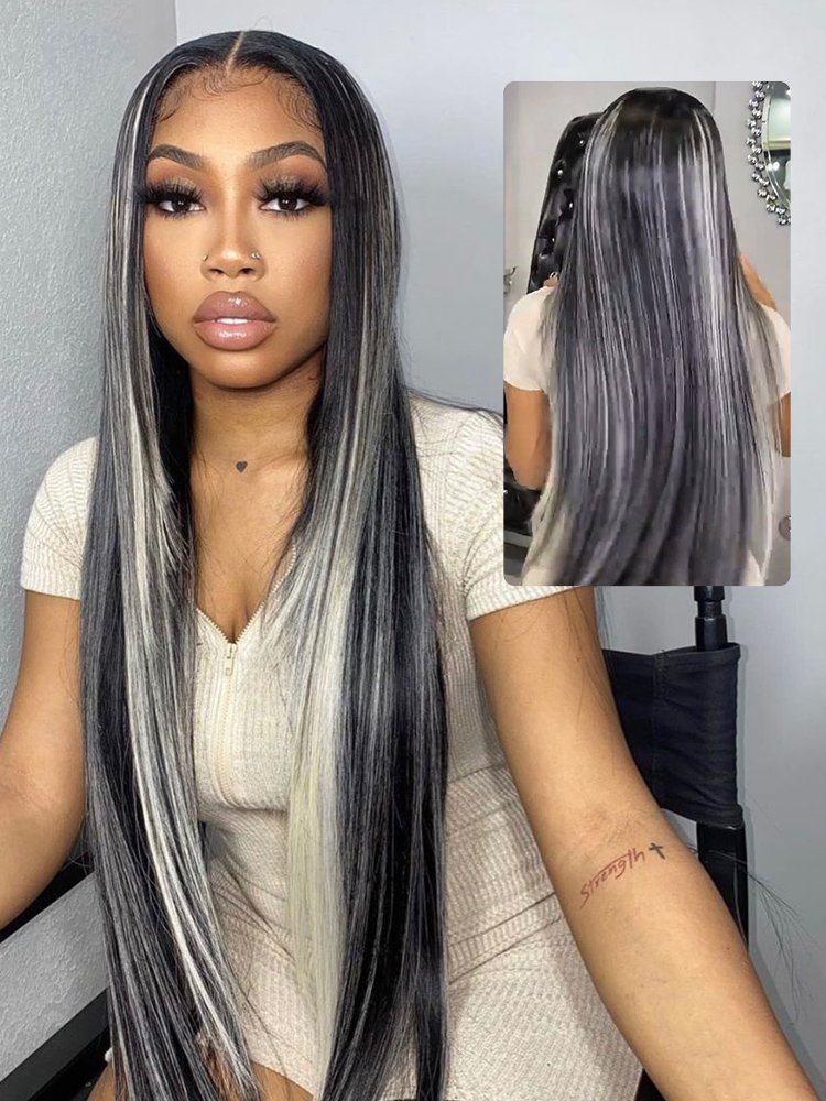 platinum_blonde_highlights_straight_mixed_color_1 Sophiology x Alipearl Original Platinum Blonde Highlights Straight Mixed Color Human Hair Wigs - Image 1