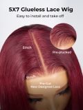 Glueless Ready To Go Cherry Cola Straight 7x5 Lace Wig for Beginners - Image 7