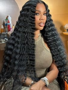 Crimp Wavy Ready To Go Glueless 6x8 Pre Cut Lace Pre Bleached Tiny Lace Knots Drawstring Wig - Image 9