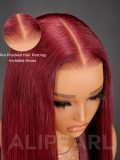 40 Inch Burgundy Straight 13x6 Transparent Lace Front Wigs Human Hair 300% Density - Image 7