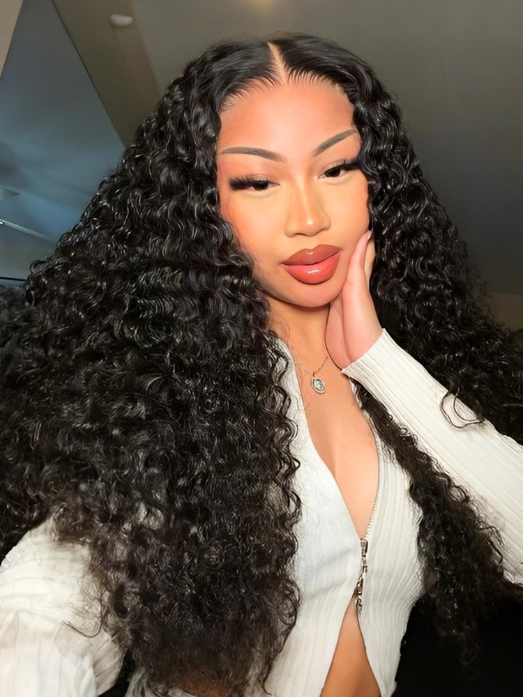 pre_plucked_glueless_wig_2 Alipearl Deep Wave Wig 100% Human Hair Swiss Lace Curly Hair HD Lace Front Wig - Image 1