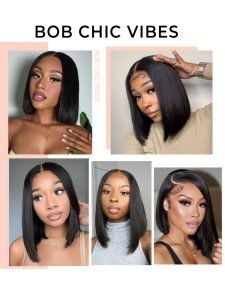 Glueless Bob Wig - Ready Go Bob Wigs Short Straight Easy & Go Pre Cut Lace Closure Wigs - Image 10