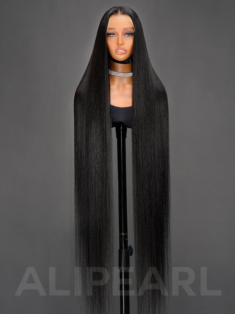 real_human_hair_wig Super Long Wig 50 Inches 300% Density Straight 13x6 HD Lace Frontal Human Hair Wigs - Image 1