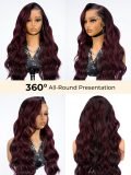Glueless Highlight Wig Red Burgundy Side Part Body Wave 13x6 Lace Frontal Wig Human Hair - Image 9