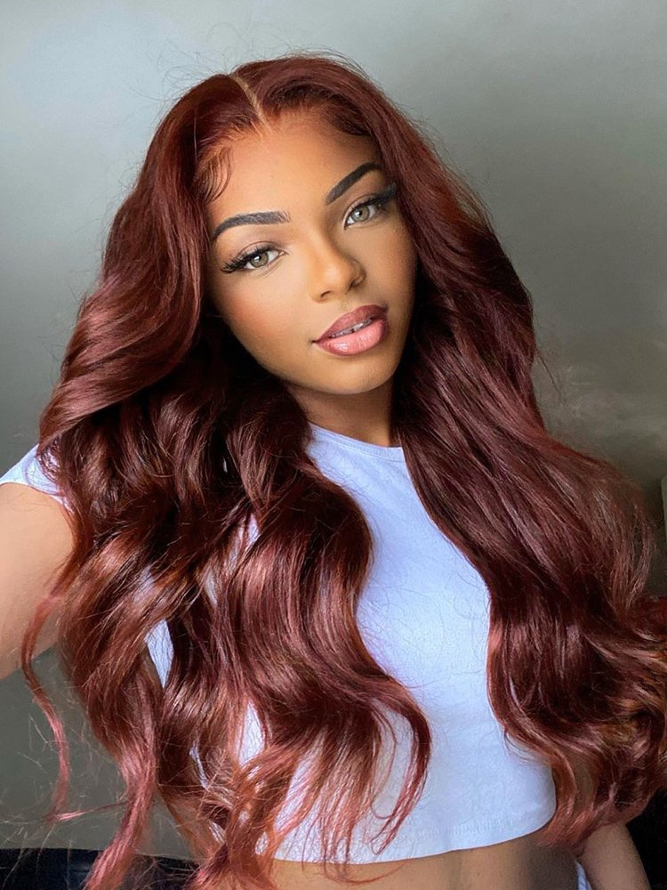 reddish_brown_body_wave_wig 5*5 Lace Glueless Ready To Go Wigs - Alipearl Reddish Brown Hair Wigs Body Wave - Image 1