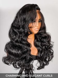 Salon Style-Glueless Bouncy Wavy 6*8 Lace Front Wig Side Part Ready To Go With Drawstring - Image 6