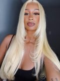 Glueless Layered Cut Blonde Silky Straight 5x5 Lace Closure Wigs Human Hair - Image 7