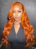 Ginger Orange Body Wave Glueless Transparent Lace Wigs With Pre Plucked Hairline - Image 2