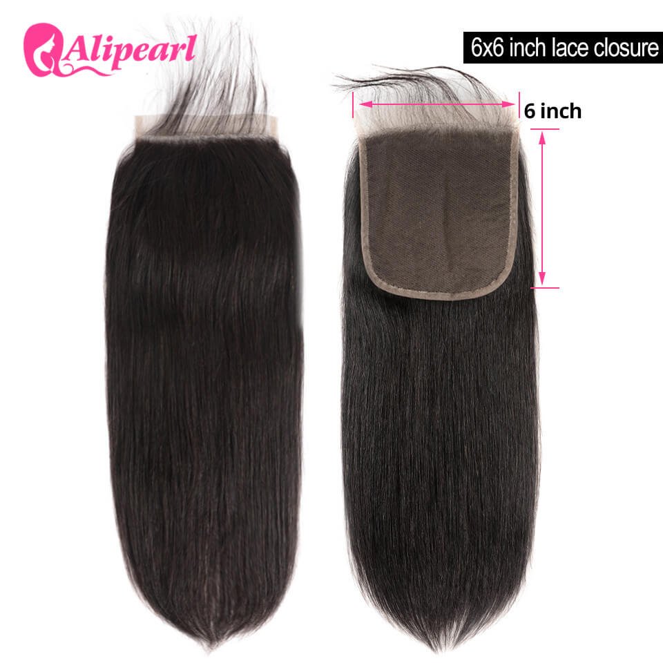 straight_6x6_closure_2_ Straight Wavy Hair 6x6 Closure Human Hair Straight Hair Closure - Image 1