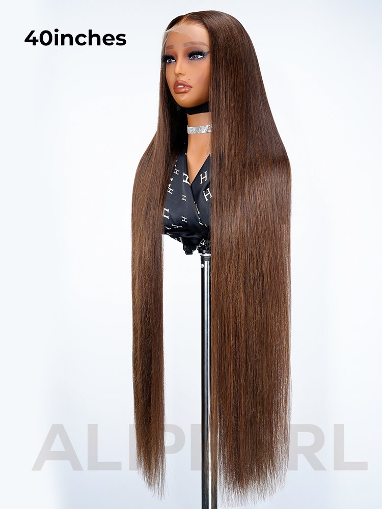 Super Long 300% Density Chocolate Brown 13x6 HD Lace Front Wig Straight Human Hair - Image 6