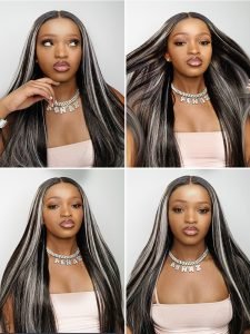 Sophiology x Alipearl Original Platinum Blonde Highlights Straight Mixed Color Human Hair Wigs - Image 10