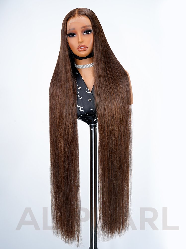 Super Long 300% Density Chocolate Brown 13x6 HD Lace Front Wig Straight Human Hair - Image 12