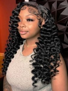 13x6 Lace Frontal Wig Wand Curly Human Hair 250% Density Pre Plucked Hairline - Image 3
