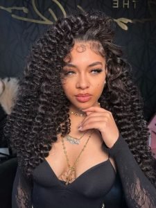 13x6 Lace Frontal Wig Wand Curly Human Hair 250% Density Pre Plucked Hairline